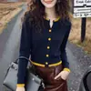Cardigã de malha estilo coreano de luxo leve para mulheres, nova moda outonal, design estiloso, top fino de manga longa