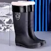 Zapatos de agua para hombre extra grandes de protección laboral, botas de lluvia cálidas para mujer para cocina, pesca, impermeables con forro polar hasta la pantorrilla, botas de lluvia de caña alta, zapatos de goma