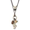 Collar Largo Doble Capa Estilo Western Versátil Vintage Colgante Nuevo Nota Musical Bosque Chino Cadena para Suéter Bohemio