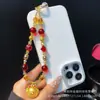 Cadena para Teléfono Móvil Gato de la Suerte Festiva de Año Nuevo Cadena Roja Colgante Otoño e Invierno Nuevo Llavero con Cuentas de Cristal Cadena Cuerda Venta al por Mayor