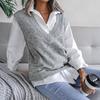 Liquidación Otoño e Invierno Estilo Europeo y Americano Cuello en V Hueco Forma de Diamante Chaleco de Punto Casual Suéter Deseo Ropa Femenina Transfronteriza