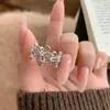 Anillo de caleidoscopio con bordado de encaje de joyería antigua, rueda de la fortuna cepillada, anillo de flor gesang, rosa glaciar, femenino