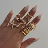 Europa y Estados Unidos diseño retro transfronterizo girasol estrella de mar joyería de mano personalidad aleación irregular anillo abierto mujer