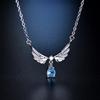 Verão Nova Chegada Asas de Anjo Colar Feminino ins Nicho Design Sentido Asas Azul Zircão Gota de Água Pingente Clavícula Cadeia