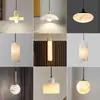 Lámpara colgante pequeña de una cabeza de mármol de cobre puro, lámpara de noche moderna de nuevo estilo chino para dormitorio, pasillo, corredor, comedor, sala de té