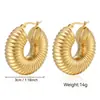 Aretes de Acero Inoxidable con Hilos Exagerados en Forma de C, Accesorios para Orejas de Moda y Tendencia, Versátiles y Únicos Pendientes de Aro Huecos con un Diseño de Lujo Ligero