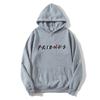 Sudadera con capucha de manga larga estampada con letras de amigo, de terciopelo nuevo, para mujer, jersey casual para mujer