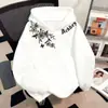 Moletom com capuz floral estilo chinês para homens e mulheres, novidade outono e inverno, corte solto, estilo de rua, forrado com fleece, moletom de casal