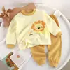Nuevo Conjunto de Ropa Interior para Niños Algodón Puro Ropa de Otoño para Niños Niñas Bebés Ropa de Otoño Pantalones de Otoño Pijamas Ropa para el Hogar Jacquard Dibujos Animados