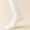 Calcetines apilados para mujer, otoño e invierno, de tubo medio, forrados de felpa, gruesos, cálidos, largos, con zapatos de cuero pequeños, calcetines largos