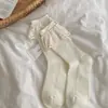 Meias de Verão Estilo Ballet Ins Influenciador Mesmas Meias de Meia-Calça com Laço de Renda de Cereja Vazada Meias de Pilha Estilo Japonês Jk
