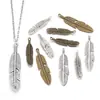 Adornos Retro de Aleación de Zinc con Forma de Pluma y Hoja con Colgantes Accesorios para Joyería DIY Colgantes para Collares, Pendientes, Llaveros Venta al por Mayor