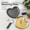 Plato Creativo en Forma de Corazón Péndulo de Escritorio Hogar Sentido de Alta Gama Anillo de Placa de Acero Inoxidable Almacenamiento Bandeja de Joyería