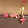 Ins Style Blue Zircon Brincos Cobre Banhado 18K Ouro Real Picareta Broca Flor Brincos Cross-border Estilo Coreano Terno Brincos