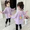 Camiseta Básica Versátil Casual Suelta Estilo Coreano para Niñas de Primavera y Otoño Camiseta de Manga Larga de Dibujos Animados para Niños 100% Algodón de Moda