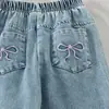 26 Conjunto de Roupa Infantil Feminina Primavera e Outono Novo Jaqueta Listrada + Jeans Retrô Moda Casual Conjunto de Duas Peças Unissex Atacado