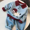 Suéter Jacquard de Cordero con Cuello Polo para Niños y Niñas, Tejido de Bloques de Color Otoño/Invierno, Ropa Pulóver para Bebé