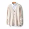 Cardigan Baicai Rong 2026 Novo Outono/Inverno 100% Lã para Homens, Gola V, Jovem, Casual de Negócios, Jaqueta Tricô da Moda