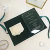Porta-documentos de veludo com logo em relevo dourado personalizado, cartões de votos de casamento, convites, convites de casamento, cartões de casamento, lembrancinhas de casamento