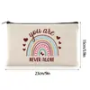 Bolsa de Maquillaje con Cremallera de Lona Transfronteriza, Bolsa de Tocador con Cremallera de Viaje Multifuncional, Bolsa de Lona Arcoíris Inspiradora para Mujeres