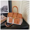 Bolso de Mano Kelly de Bloques de Color de Moda para Mujer 2026 Nuevo de Moda Gran Capacidad Elegante Bolso de Hombro Cruzado para Viajes de Negocios Transfronterizo