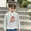 2026 Primavera e Outono Nova Tendência Meninas Elegante Manga Longa Roupa Íntima Infantil Falsa Peça Dupla Malha Waffle Top Camiseta Casual