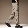 Pantalones Cargo Casuales de Cintura Media para Hombre, Pantalones de Pierna Recta, Pantalones para Exteriores de Tallas Grandes, Pantalones Largos Versátiles Holgados con Múltiples Bolsillos