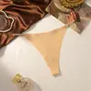 Tanga de una pieza sin costuras para mujer de seda helada transpirable sexy de tirantes finos de cintura baja con fuelle de algodón puro, pantalón T para mujer, transfronterizo europeo y americano