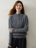 Estilo simples novo suéter feminino de cashmere gola semi-alta cor sólida versátil suéter folgado camada interna base de malha