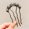 Moldeador de moño para el cabello, Artefacto Fijo de Cabeza Redonda, Peine Perezoso para el Cabello de Mujer, Peine de Inserción de Cuatro Dientes, Herramienta en Forma de U, Accesorio para el Cabello, Pasador