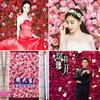 Fondo de boda con flores artificiales, pared de flores, decoración de ventanas de centros comerciales, pared de flores, traje, flores falsas, accesorios de diseño de escenario