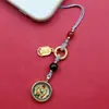 Pingente Thangka de Aço Titânio Dupla Face Estilo Xizang 1.5D Oito Guardiões Zodiacais Acessório para Chaveiro de Celular
