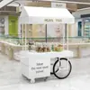 Carrito de Flores de Hierro Forjado, Carrito Promocional para Eventos al Aire Libre, Carrito Exhibidor de Cosméticos para Centro Comercial y Supermercado con Gabinetes, Carrito de Puesto Móvil