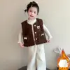 Chaleco Infantil para Niñas, Ropa Interior Otoño/Invierno, Ropa de Casa, Chaleco Cálido sin Mangas con Terciopelo Extra, Chaleco Exterior, Nuevo Estilo 2026