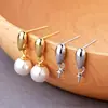 Pendientes de botón de plata de ley S925 con baño de oro de 18 quilates y perla, Accesorios para pendientes versión dorada gruesa, Colgantes para pendientes, Componentes de joyería