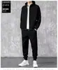 Conjunto de roupas esportivas masculinas transfronteiriças, conjunto de jaqueta leve para corrida, moletom com capuz e calça de moletom masculinos para primavera e outono, jaqueta de primavera