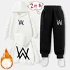 Conjunto de Dos Piezas con Sudadera con Capucha y Pantalones Deportivos Forrados de Polar para Estudiante Hombre, Mismo Estilo que Dj Alan Walker Alanwalker Jiahao