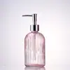 Botella de Lavado de Manos de Rayas Verticales de Alta Calidad, Vidrio Espeso, Botella Dispensadora Multifuncional para Loción y Gel de Ducha, Botella de Vidrio Resistente a la Humedad y al Calor