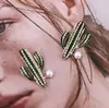 Europa y Estados Unidos diseño nuevo y creativo transfronterizo sentido de la moda temperamento pendientes colgantes de aleación de bola de cactus diamante