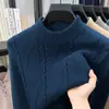 Suéter Masculino de Tricô Grosso [Estilo Old Money] Tamanho 6, Suéter com Gola, Roupa Externa Quente Espessa para o Pai
