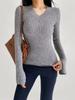 Suéter de Punto Casual Americano con Cuello en V Delgado de Manga Larga para Mujer 2025 Otoño e Invierno Nuevo Elegante Aspecto Adelgazante Top de Punto para Poner Debajo