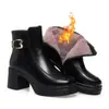 Sapatos de Couro Quente de Pelúcia para Mulheres, Botas Martin, Sapatos de Algodão para Mães, Botas de Inverno para Mulheres, Salto Alto, Botas Curtas com Solado Grosso, Dropshipping