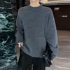 Suéter Casual de Cuello Redondo 100% Lana para Mujer, Grueso y Cálido para Otoño e Invierno, Manga Larga, Suéter Básico de Punto, Top de Cachemir