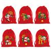 Bolsa grande de franela roja navideña, bolsa de regalo para dulces navideños, bolsa de exhibición navideña, bolsa con cordón ajustable, venta al por mayor