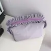 Bolsa de maquillaje con volantes estilo coreano, bolsa de almacenamiento simple de nailon impermeable, bolsa de almacenamiento multifuncional de gran capacidad para papelería, estuche para lápices