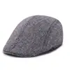Boina de Outono e Inverno Boné Temperamento para Frente Bonés Retrô Masculinos Boné Listrado para Pessoas de Meia-idade e Idosos Chapéu de Sol de Cor Sólida Leve