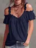 2026 Comercio Exterior Europeo y Americano Amazon Primavera/Verano Ropa de Mujer Transfronterizo Nuevas Llegadas Algodón Lino Cuello con Volantes Casual Camisola