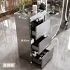 Mostrador de Herramientas para Barbería, Gabinete de Acero Inoxidable de Doble Cara para Salón de Peluquería, Almacenamiento con Cajones y Estante para Secadoras