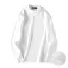 Camiseta Masculina Derong Gola Alta Outono e Inverno Quente Espessa Cor Pura Camiseta Masculina de Veludo Manga Longa
