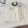 Venda Direta de Fábrica - Pijama de Verão Feminino, Estilo Coreano, Estampa de Desenho Doce e Fofa, Gola Redonda, Algodão Nuvem, Tendência Estilo Ins Item Quente